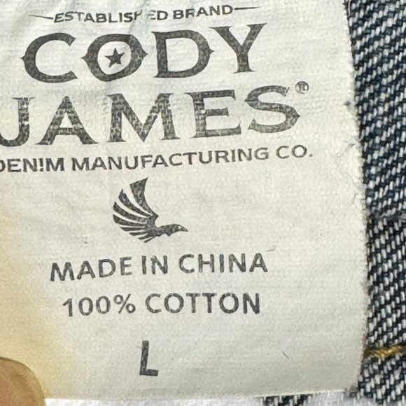 Cody James Jean Jacket, U.S. Flag Inside, Youth Unisex Size Large 100% Cotton - Picture 11 of 16